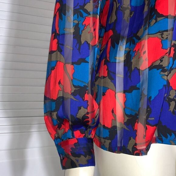 Vintage Sheer Chiffon Abstract Blouse Size 14 - Picture 2 of 16